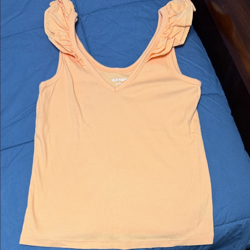 Old Navy Women's Light Orange Ruffle Tank Top